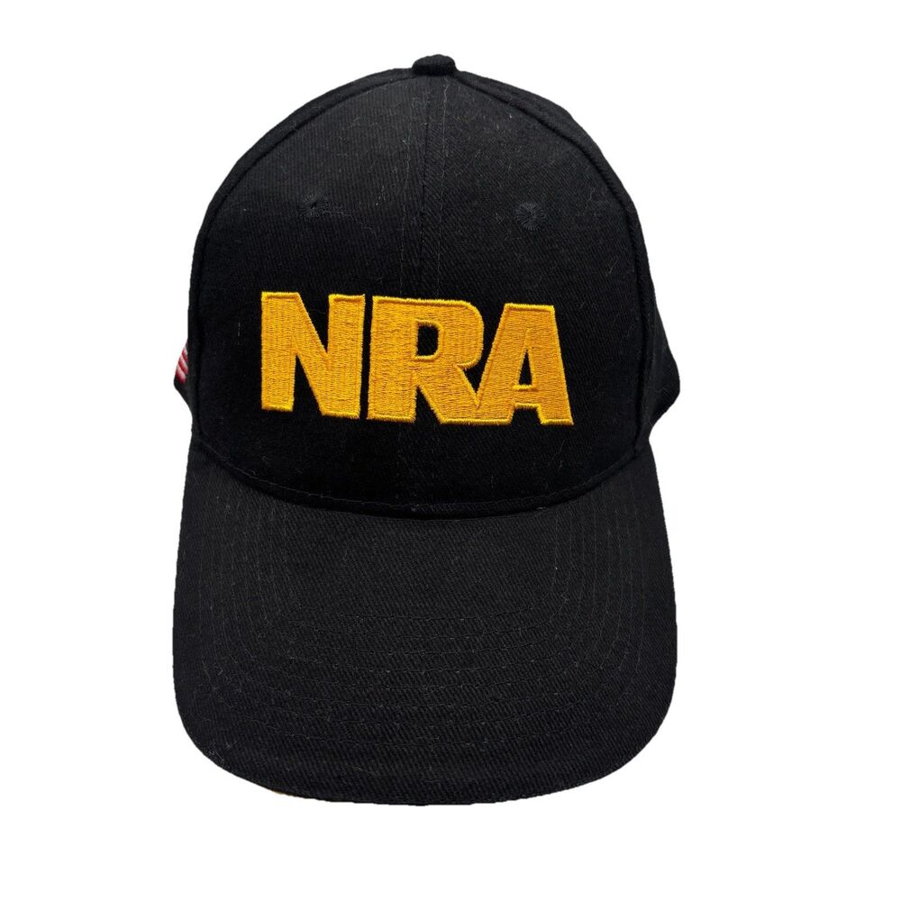 NRA Membership Embroidered Hat Cap Adjustable Black Gold w/USA Flag FastShip